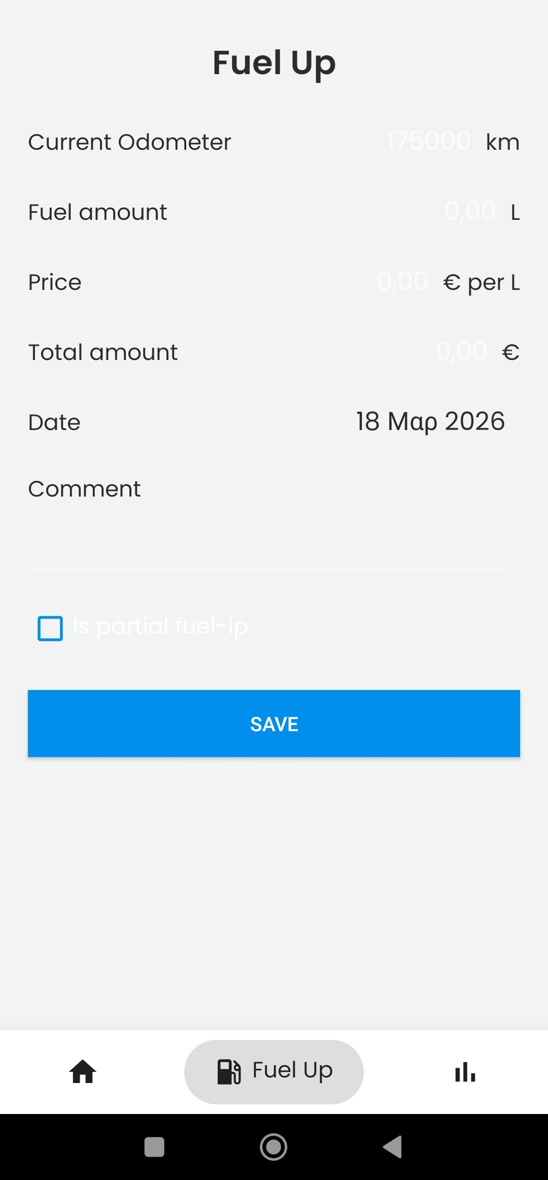 FuelTracker app screen 2